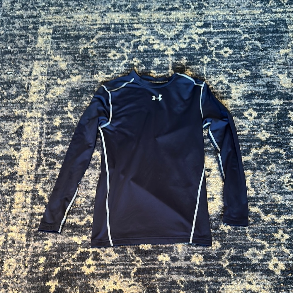 Under Armour Mens Navy ColdGear Fitted Long Sleeve Mock Shirt Large